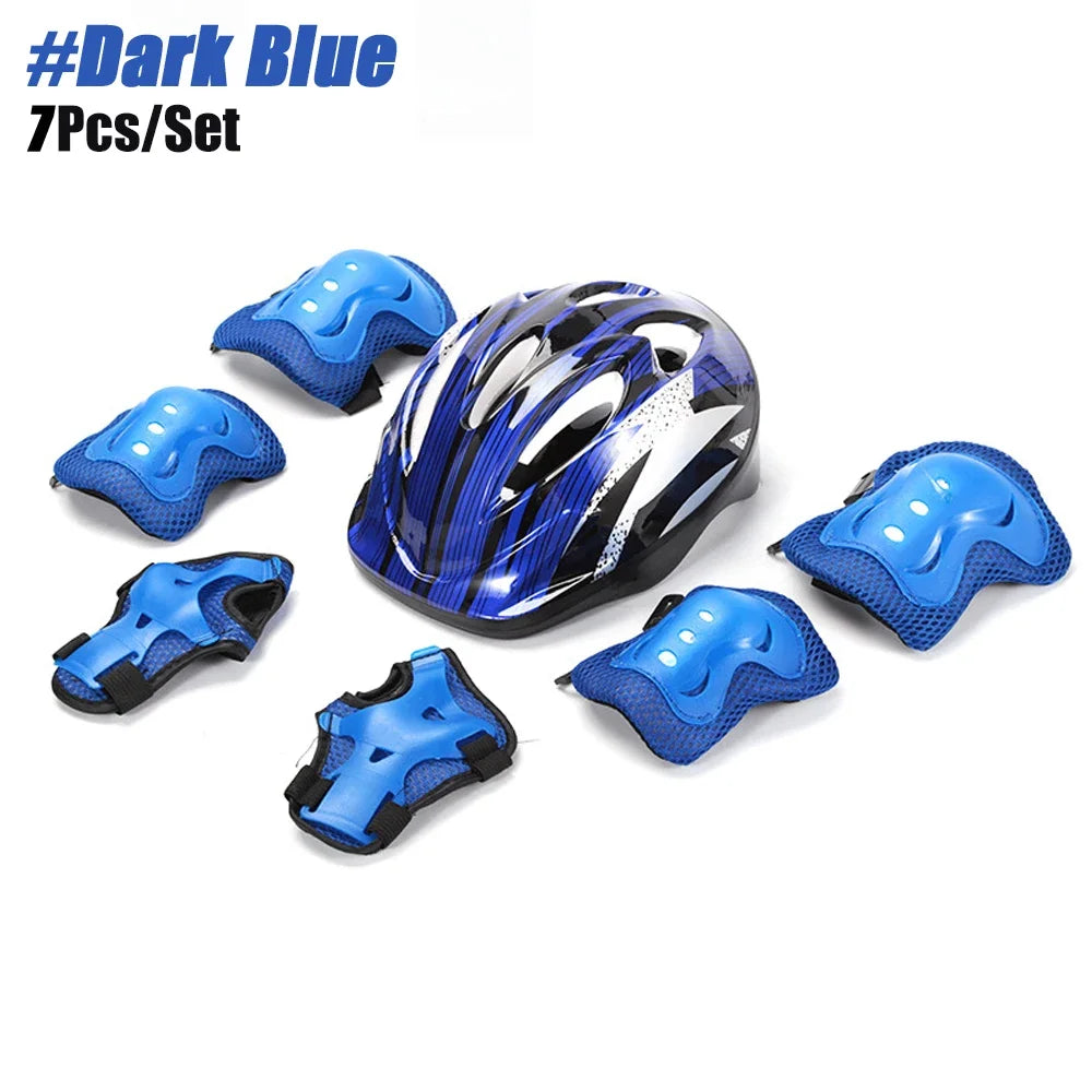 7Pcs/Set Roller Skating Kids Boy Girl Safety Helmet Knee Elbow Pad Sets Cycling Skate Bicycle Scooter Protection Safety Guard