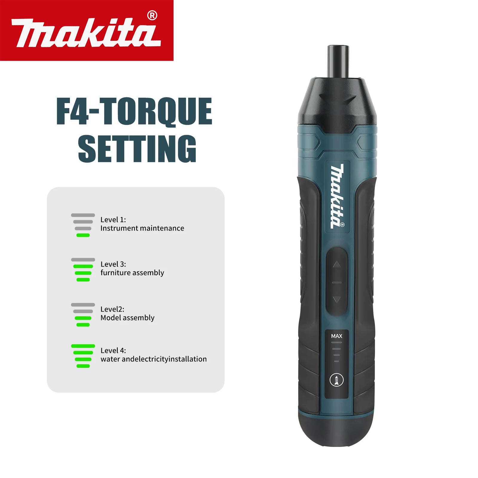 NEW Makita HT422 High Efficiency Cordless Screwdriver 1/4"Chuck 2-5N.m Torque 3.6V Lightweight Mini Driver for Office & Home Use