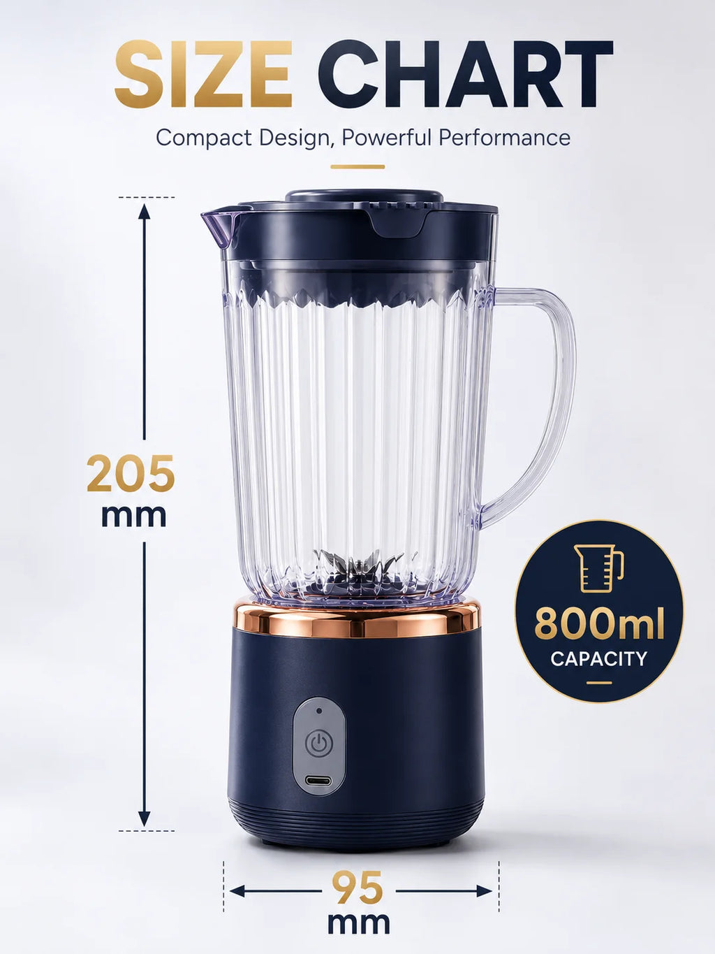 Food Grade 800ml Wireless Blender 1500mAh Battery