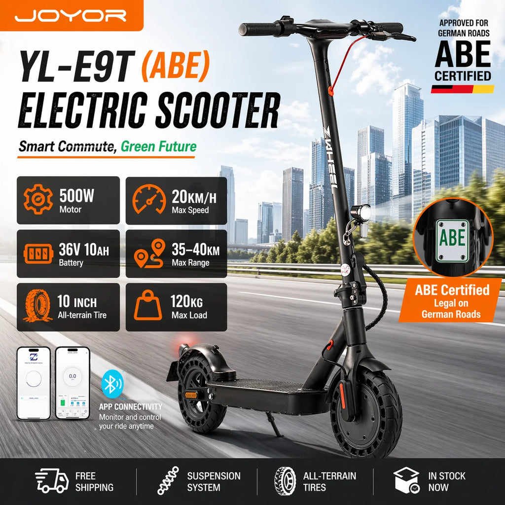 YL-E9T (ABE) Electric Scooter 500W 36V 10Ah with German Road Permit EScooters 10" Tires W/Smart App E-Scooter Max Speed 20km/h