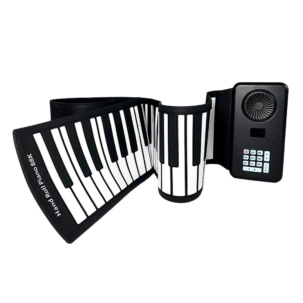 NEW 88 Keys Folding Piano Keyboard Silicone Roll Up Portable Electronic Hand Roll Musical Instrument Travel Builtin Speaker