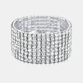 Classic Multiple Shining Rhinestone Crystal Stretch For Women Girls Bridal Wedding Wristband Elastic Bracelet Gold Silver Color