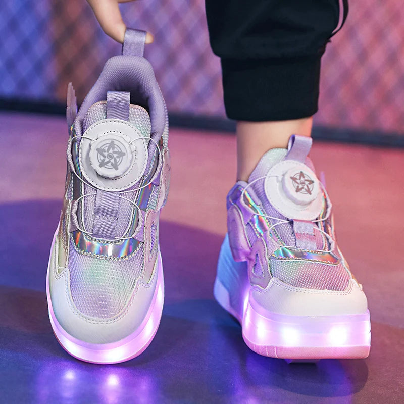 2 Wheels Children's Led Light Roller Skate Shoes Outdoor