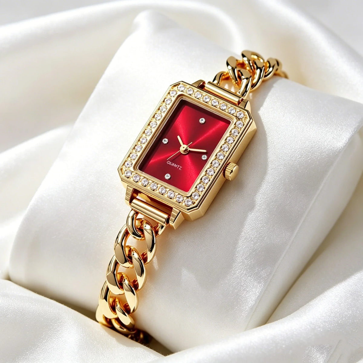 Luxury quartz watch with Roman numeral display zinc alloy case