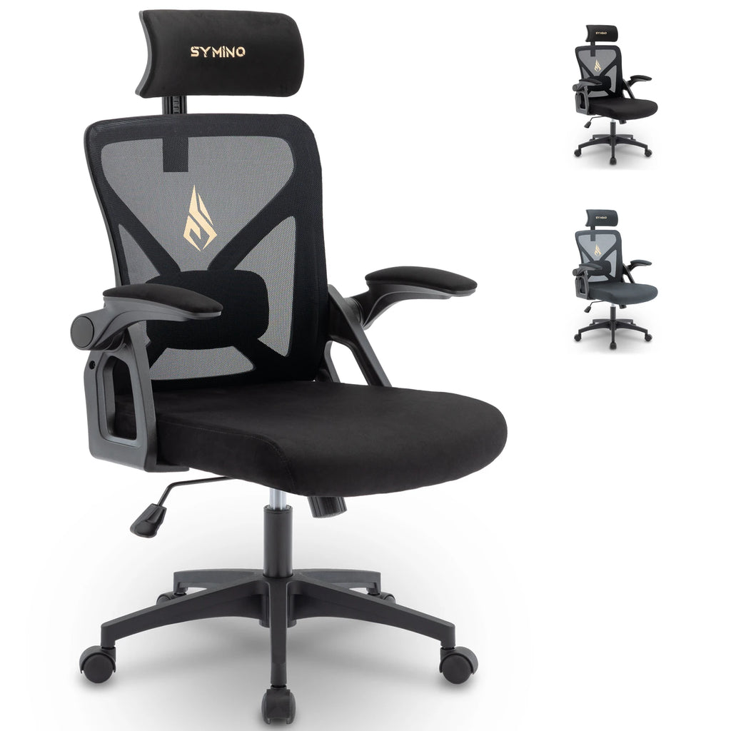 Symino Office Chair With Adjustable Headrest, Armrests, Lumbar Support, Ergonomic Office Chair, Rotating Rocker Function