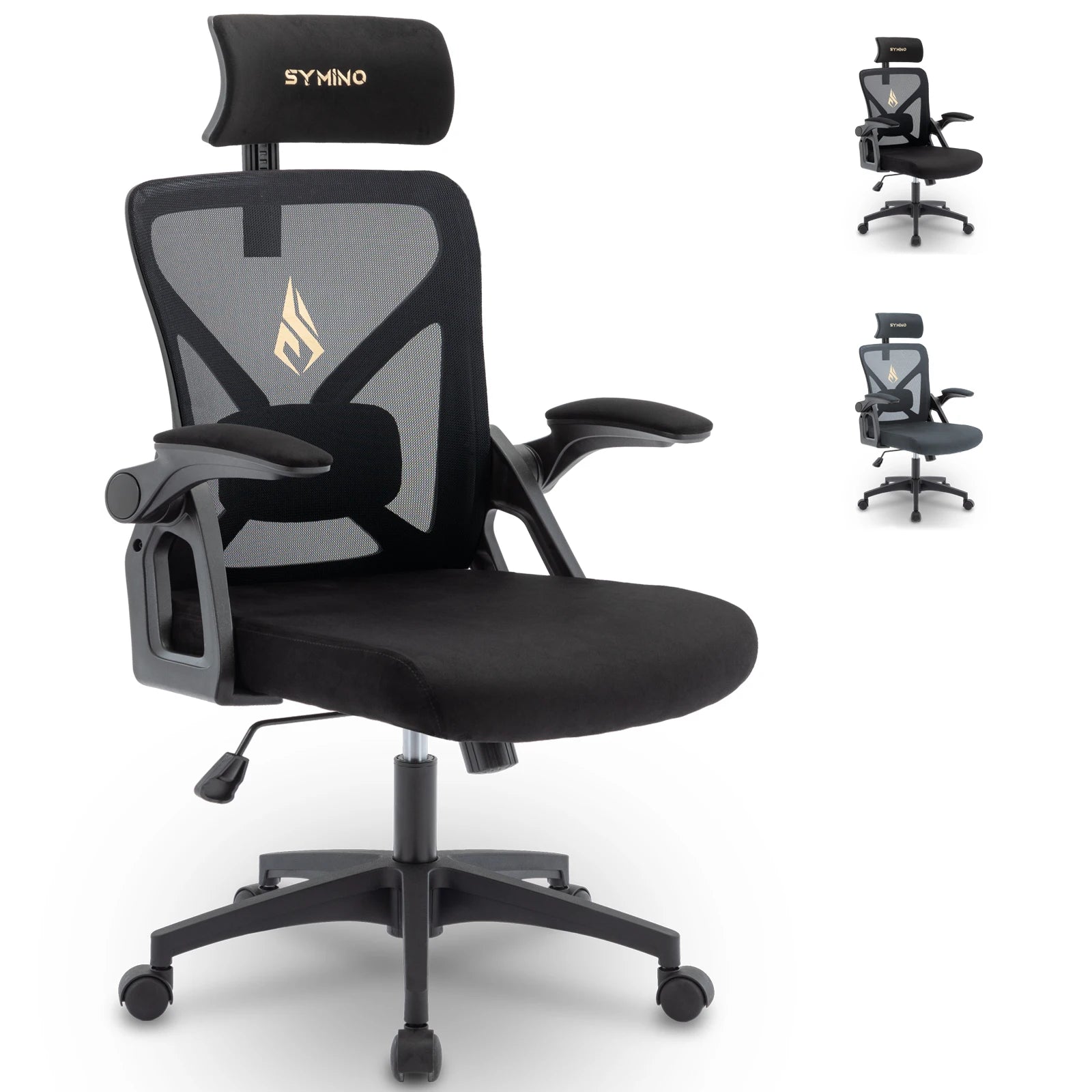 Symino Office Chair With Adjustable Headrest, Armrests, Lumbar Support, Ergonomic Office Chair, Rotating Rocker Function