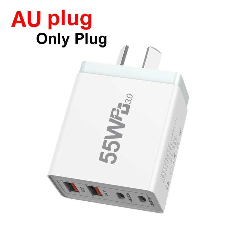 Fast Charge Mobile Phone Adapter For iPhone Xiaomi Huawei Quick Charger Wall Charger 4 Ports