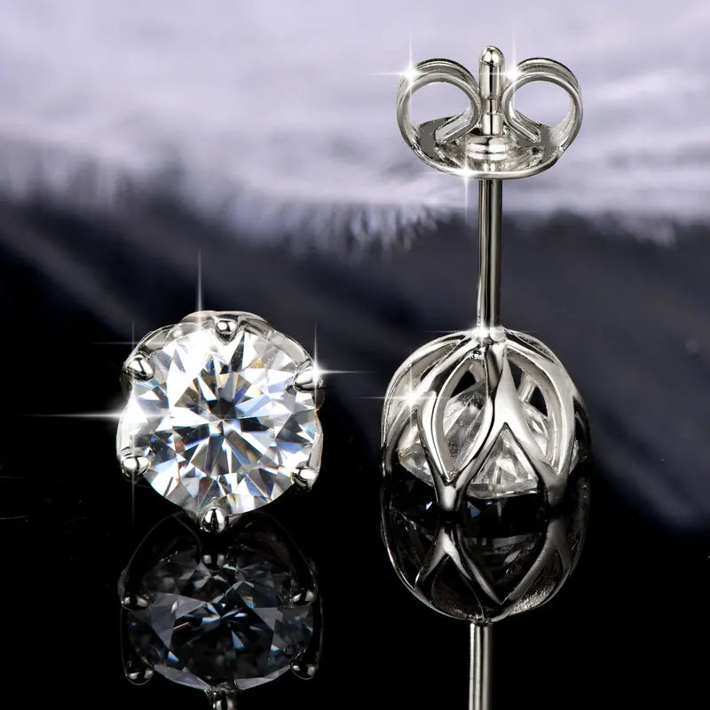 OXTAO Certified Moissanite Circular Stud Earrings for Women Girl 14K Gold Filled