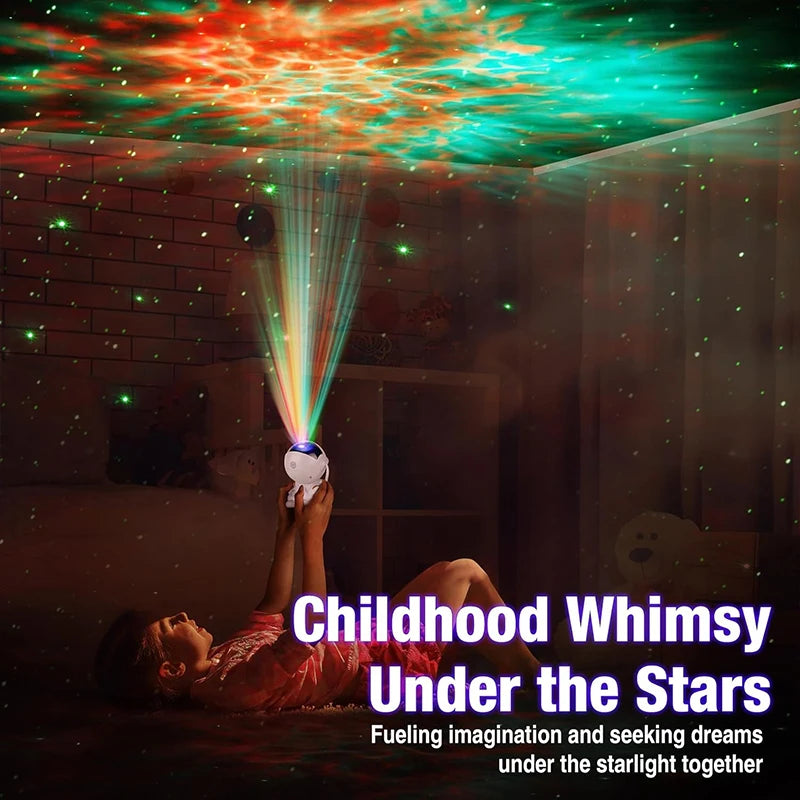 Astronaut Galaxy Projector Night Light White Holding Star,