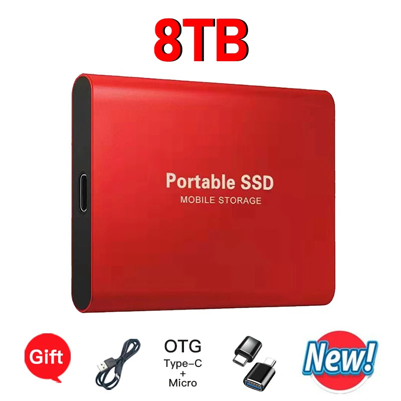 16TB External Solid State Drive Portable SSD USB 3.1 Type-C High-Speed Data Transfer Secure Storage for Important Files