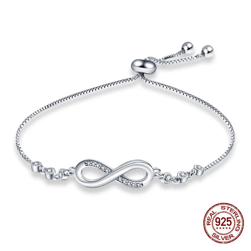 Sparkling Star Bracelet 925 Silver Original One-Size-Fits-All Soft Links Bracelet Zircon Chain For DIY Charms Jewelry Gift New