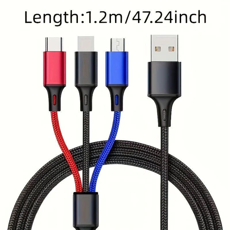 KADIXI 3 In 1 USB Fast Charging Cable Type C Micro IOS