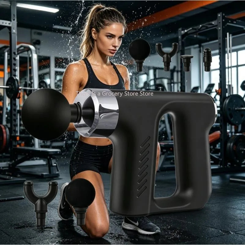 Percussion Deep Tissue Massage Gun 20W 28W Rechargeable Muscle Massager 4 Heads 3200-3600RPM For Gym Neck Back