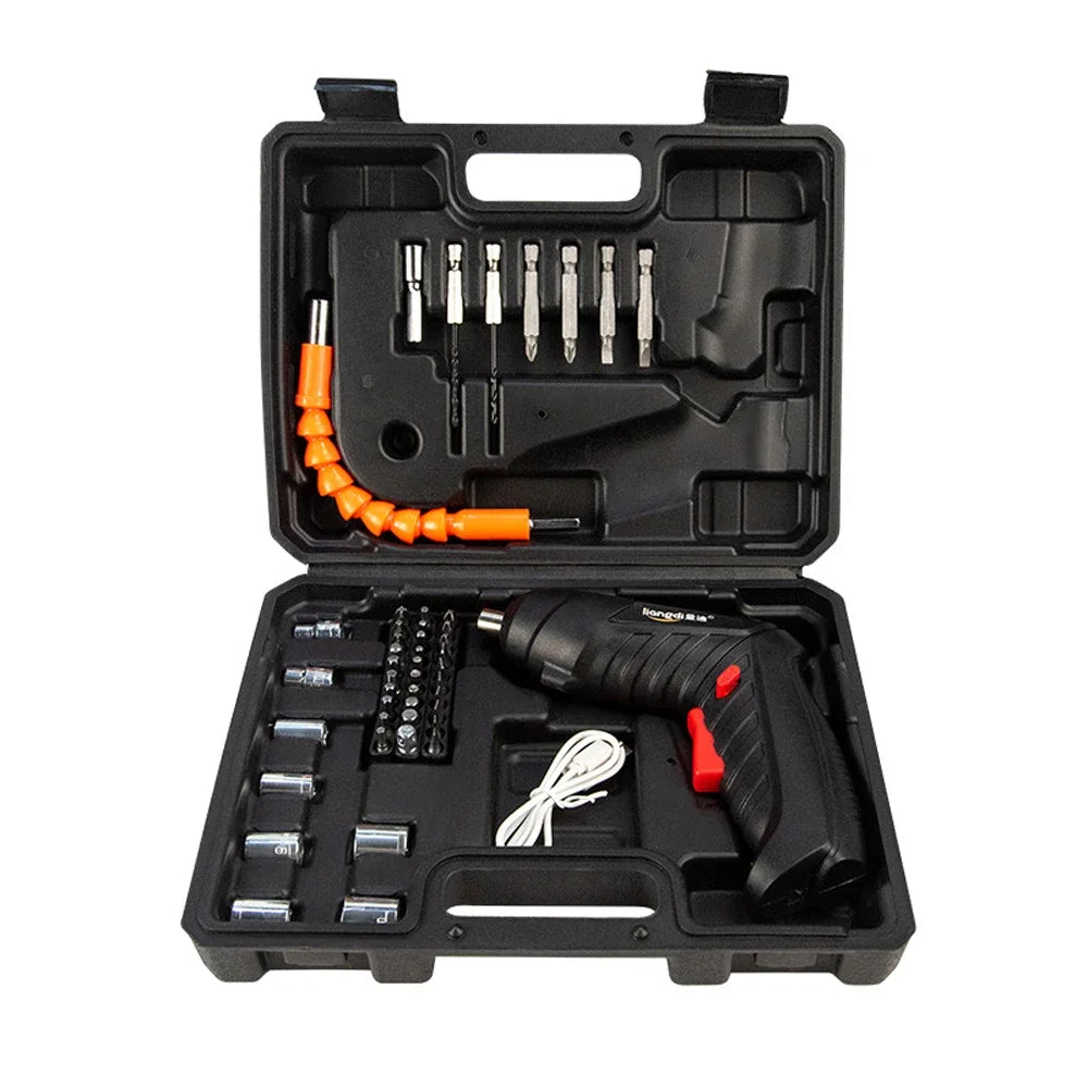 47Pcs 4.2V Rechargeable Cordless Electric Screwdriver Mini Drill Set With Lithium Battery For Household Maintenance Power Tools