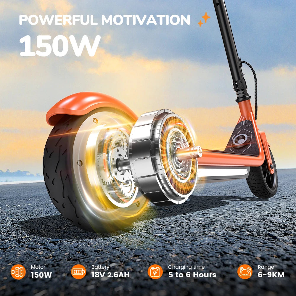 iScooter K2Pro Children's Electric Scooter 150W Motor, 18V Battery, 6" inch Foldable E-scooter 3-Height Adjustable
