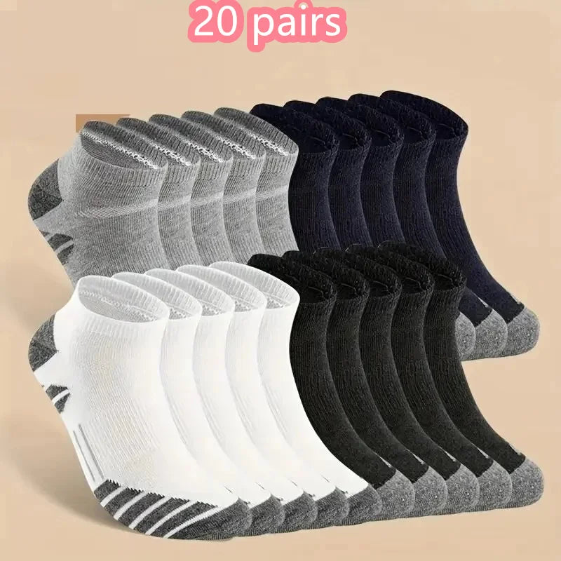 1/10/20 Pairs Ankle Athletic Running Socks Cushioned Cotton Breathable Low Cut Sports Tab Socks For Men And Women