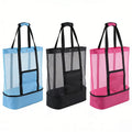 LUSQI Insulated Beach Bag For Women Large Waterproof Tote With Mesh & Transparent Double-Layer For Swimming Picnic Shopping
