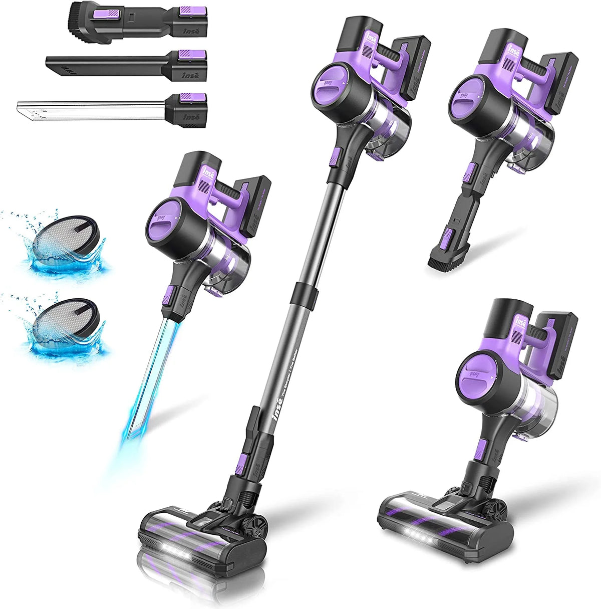 INSE S10 Cordless Vacuum Cleaner 45Kpa Powerful 6-in-1 Stick Vacuum Up to 50Min Runtime