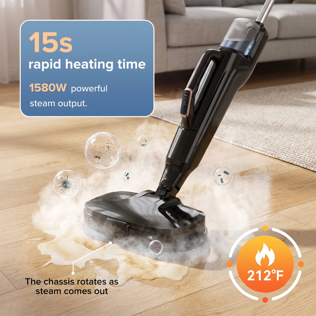 Lubluelu 1580W 6 in 1 Steam Mop Steam Cleaner Steam Broom Cleaner Electric Steam Mop Removes Stubborn Stains with 500ML Tank.
