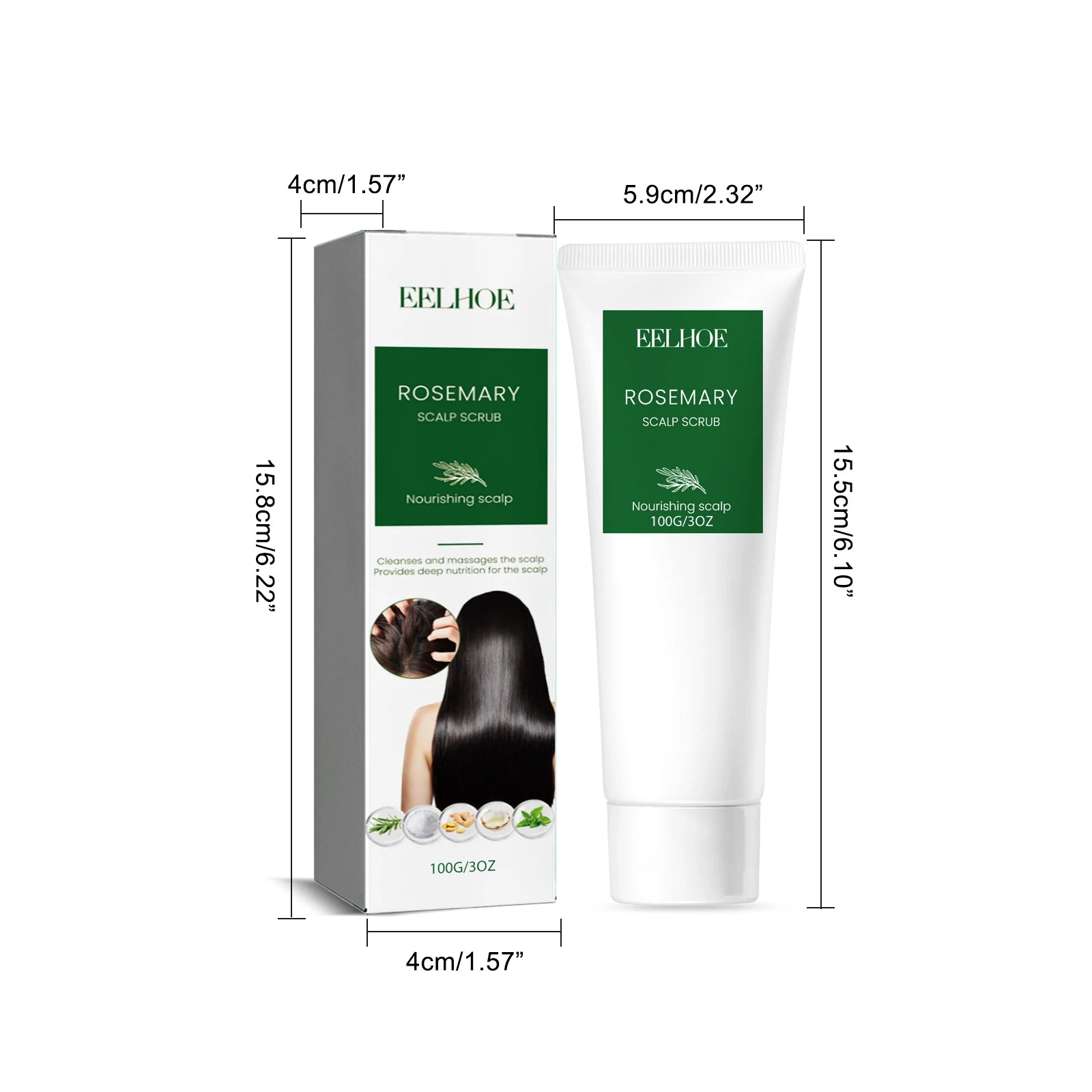 Rosemary/Ginger Scalp Exfoliaton Scrub Shampoo With Massager Comb Deep Cleaning Oil Control Relieve Itching Dandruff Removal