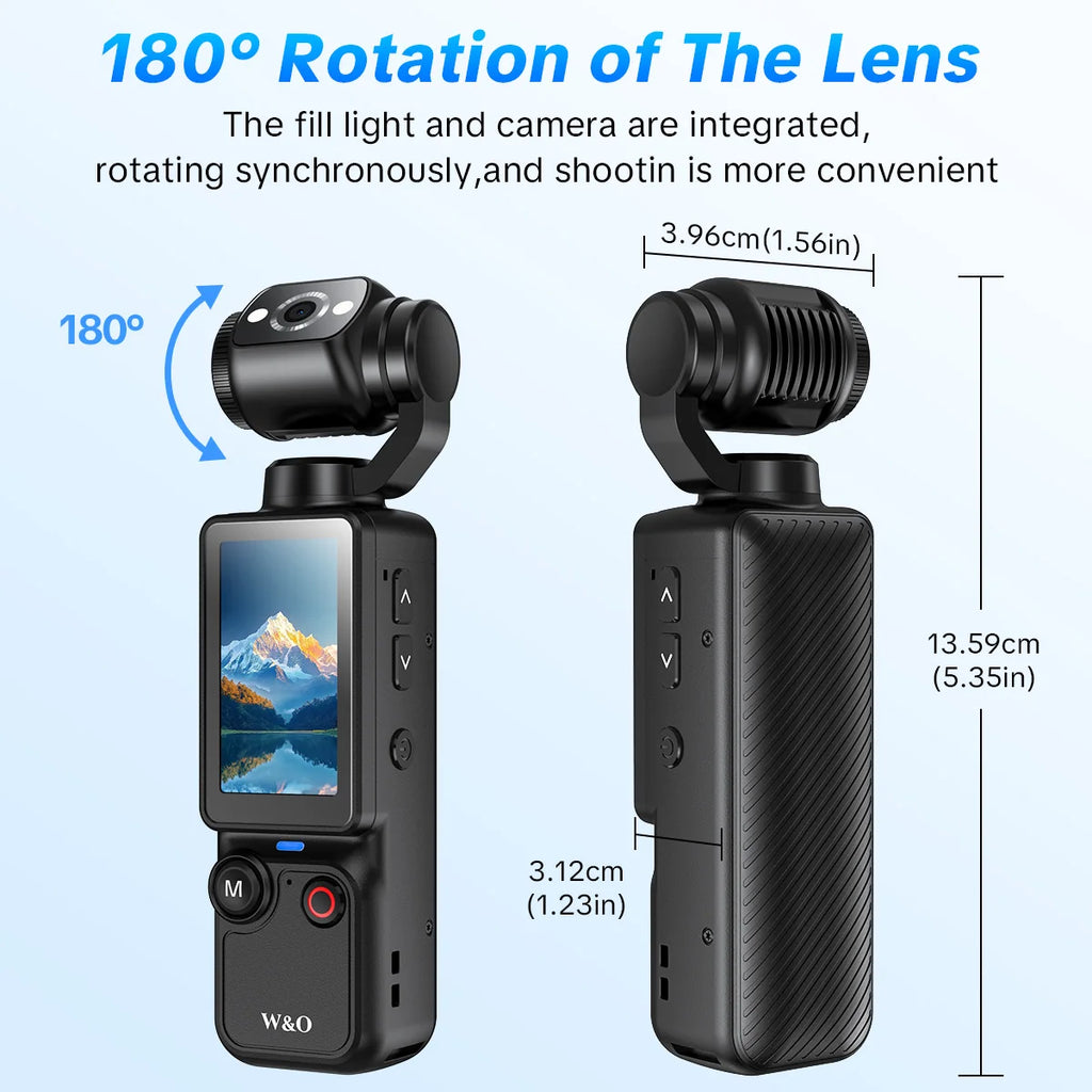 Portable Handheld Digital Camera, 1 Megapixel Resolution, 16x Digital Zoom, 2.5K Video Recording, 180° Rotating Lens, With Flash