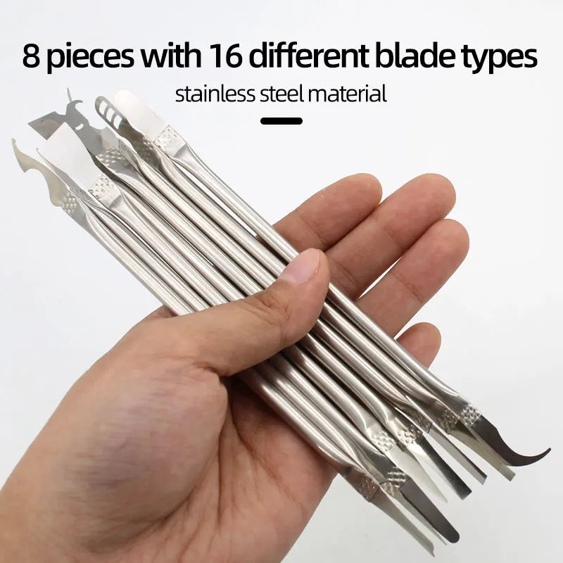 8PCS CPU IC Glue Remover Thin Blades Set Professional Chip Repair Tools for Mobile Phone Computer Motherboard Repair