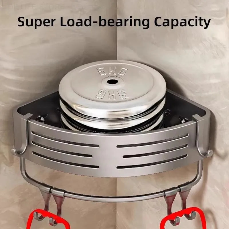 Drill-Free Aluminum Corner Shelf for Bathroom