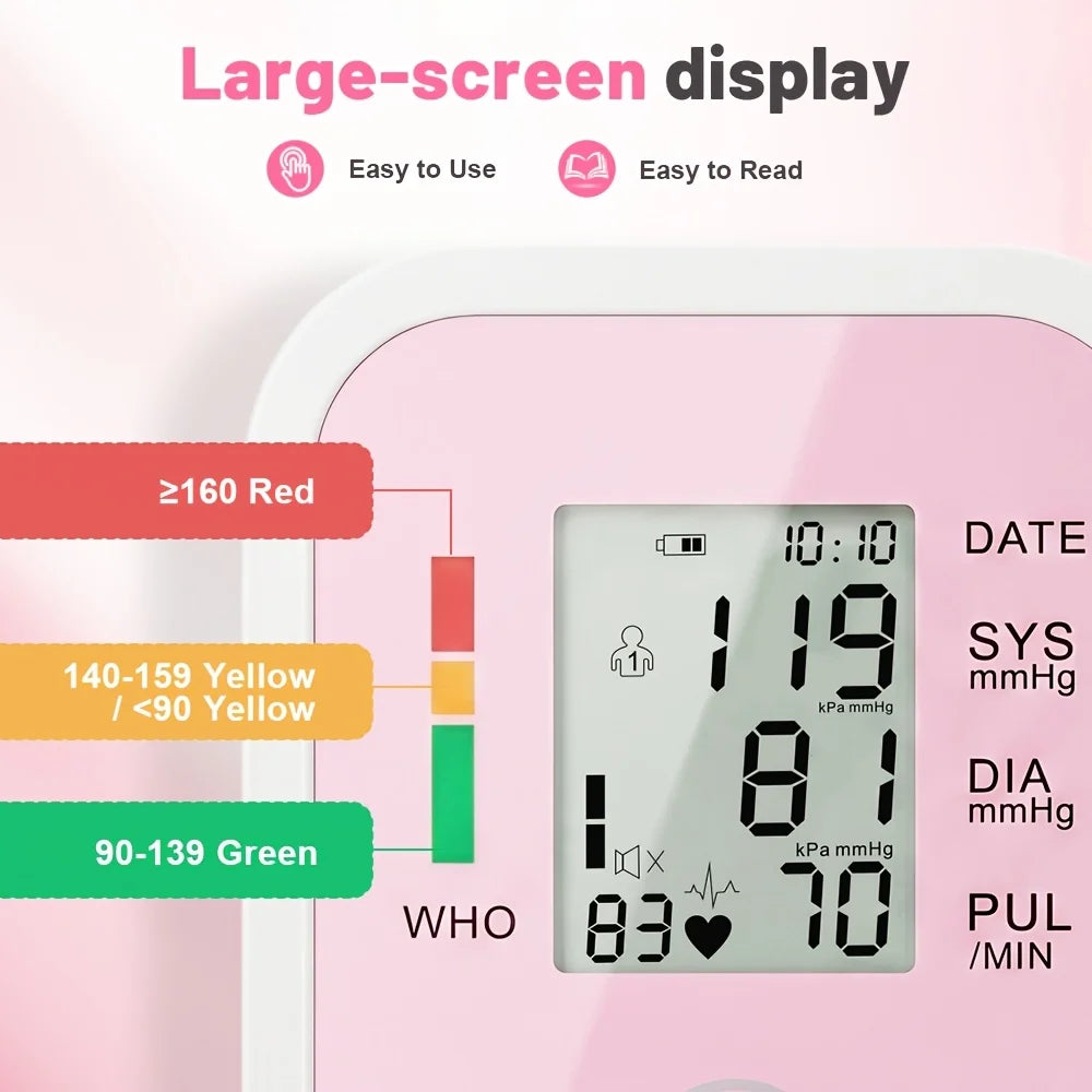 Upper Arm Blood Pressure Monitor Automatic Digital Heart Rate Pulse Meter Sphygmomanometer