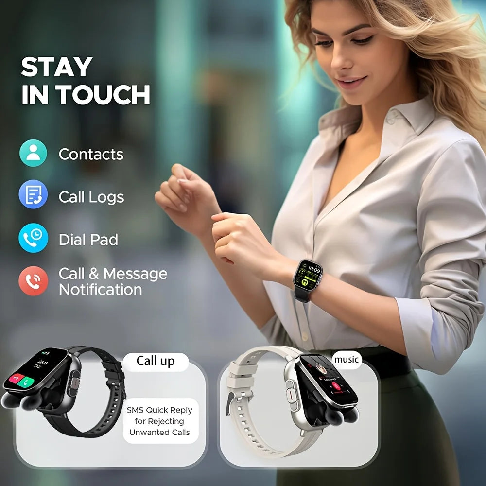 2-In-1 Smart Watch with Earbuds, HD Displa Compatible with Android And Iphone