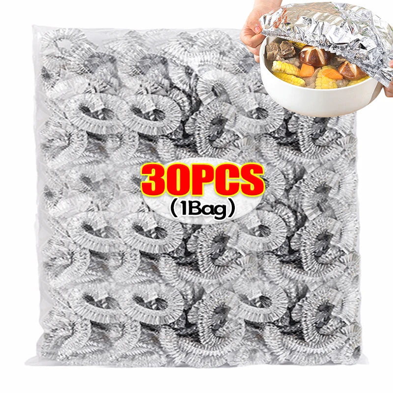 60/10PCS Aluminum Foil Bowl Cover Kitchen Food Preservation Wraps Reusable