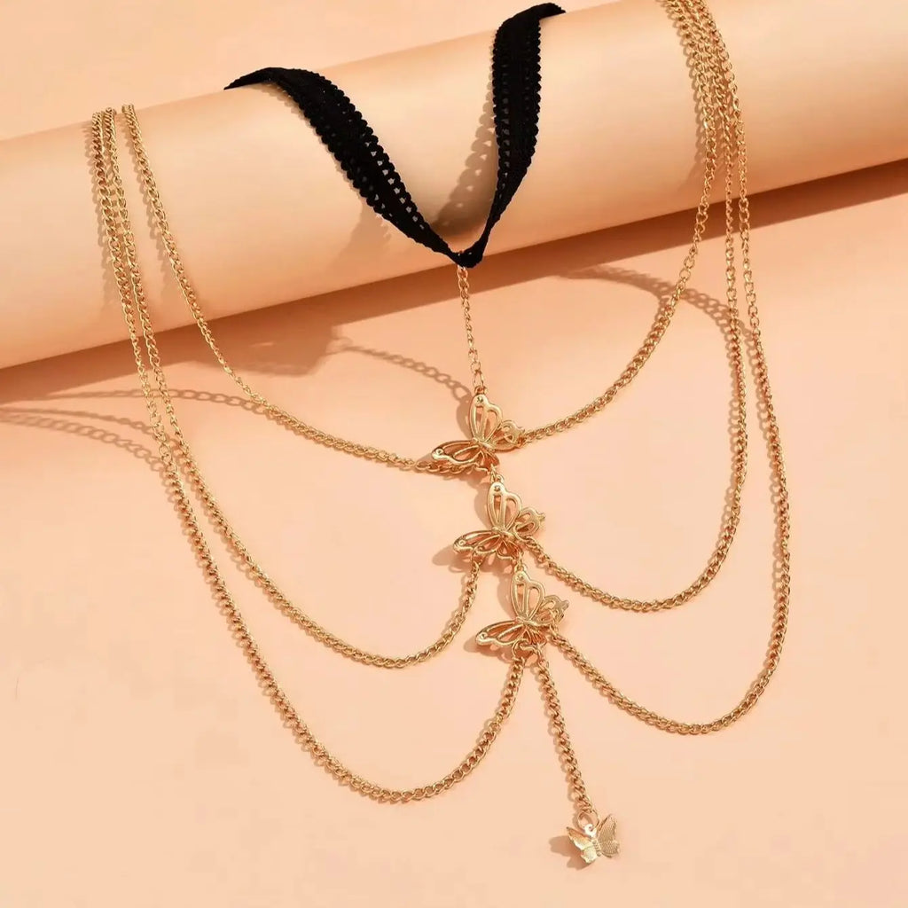 1pc Sexy Butterfly Women's Thigh Chain Elastic Multi-Layer