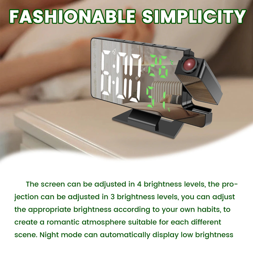 Digital Alarm Clock 12/24H Ceiling Projection Alarm
