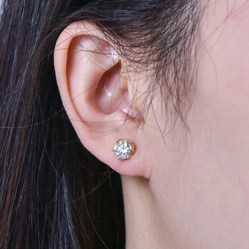 OXTAO Certified Moissanite Circular Stud Earrings for Women Girl 14K Gold Filled