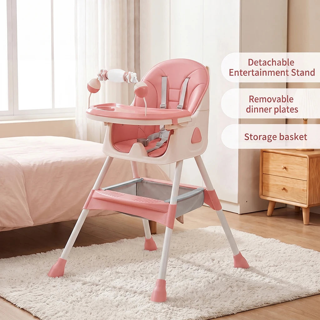 3‑In‑1 Foldable Baby High Chair, Multifunctional Toddler Feeding Highchair