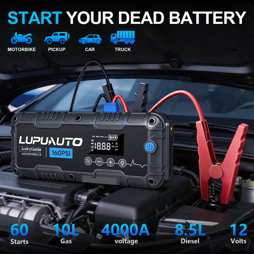4 In 1 Car Jump Starter with LED Lighting 4000A Portable