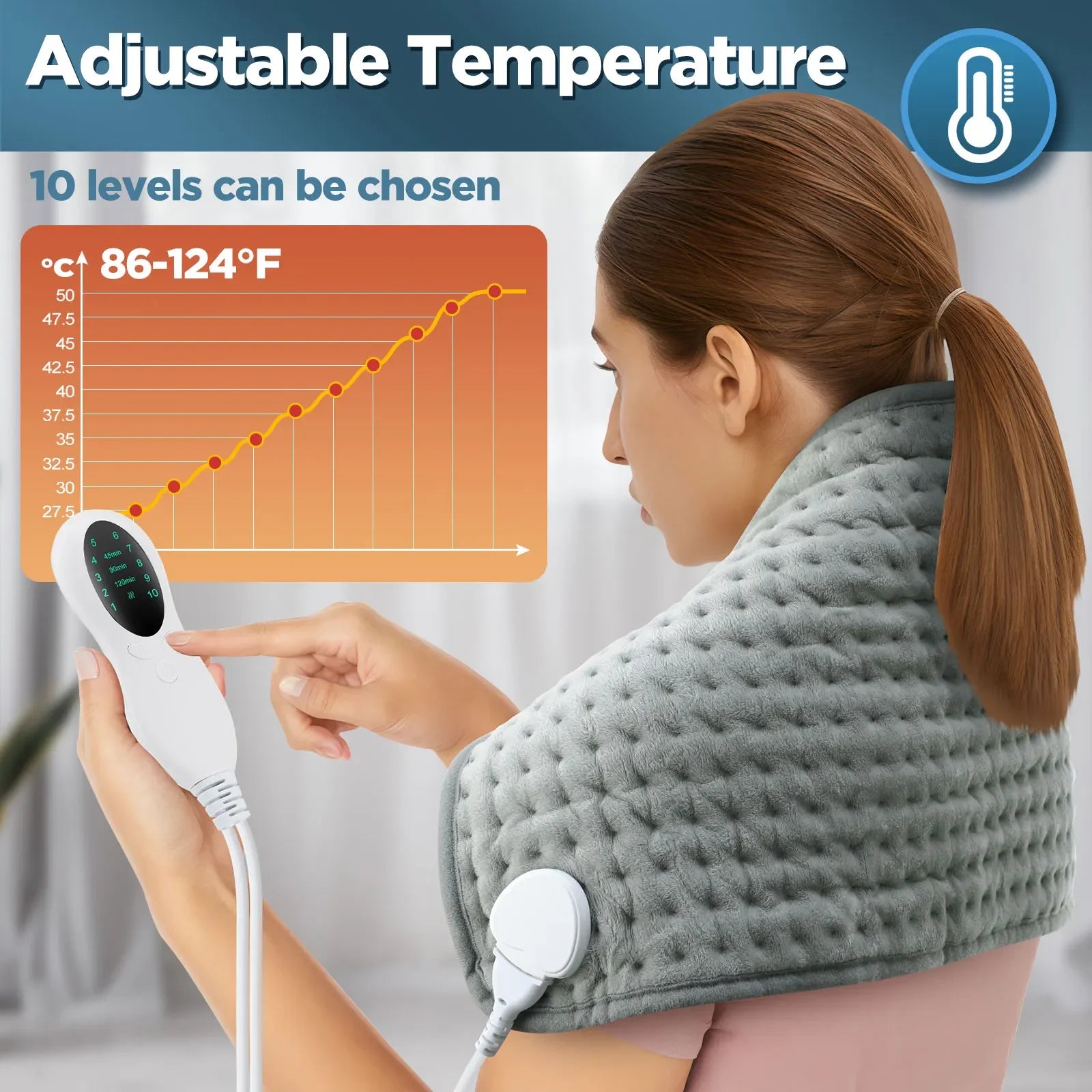 Washable Electric Heating Pad Heat Therapy Thermal Massage Mat Winter Warmer Blanket for Shoulder Body Abdomen Back Pain Relief