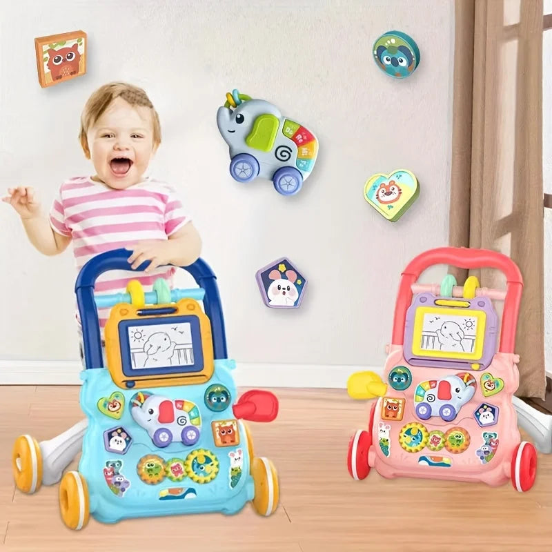 Baby Walker Trolley Early Educational Learning Walking Pushing Wheel