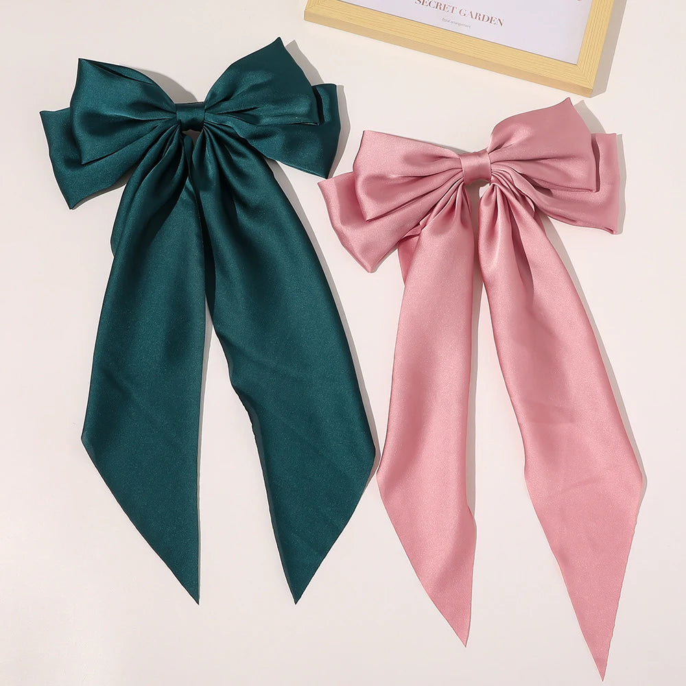 Solid Color Bow Ribbon Hair Clip New Women Large Bowknot Barrettes