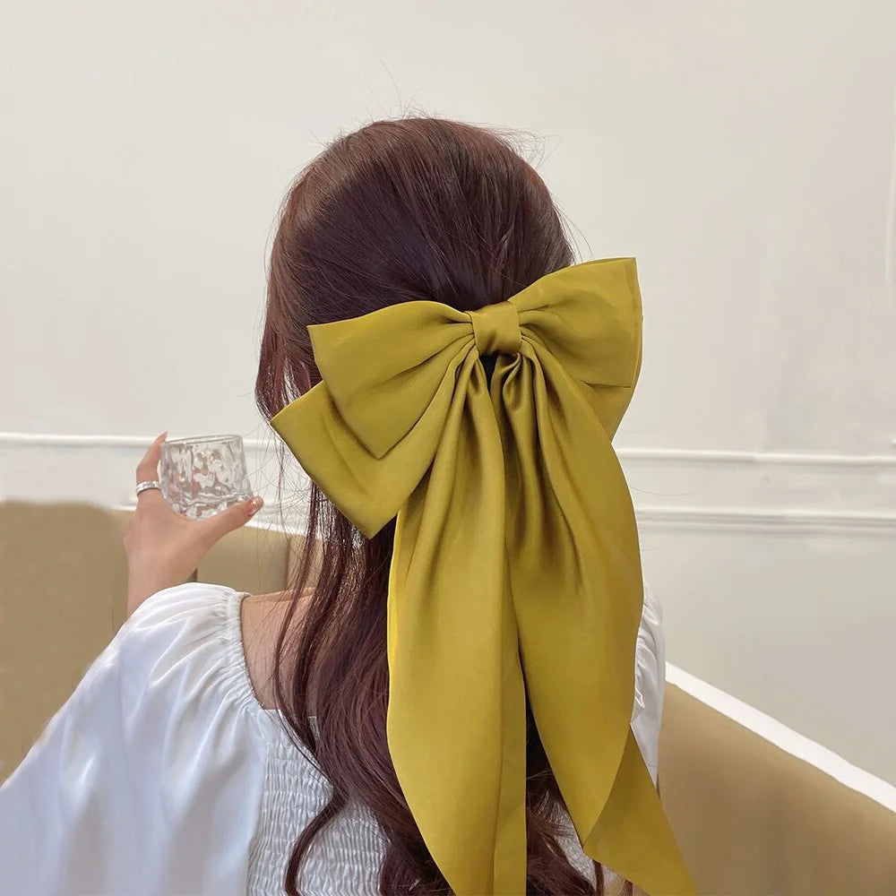 Solid Color Bow Ribbon Hair Clip New Women Large Bowknot Barrettes