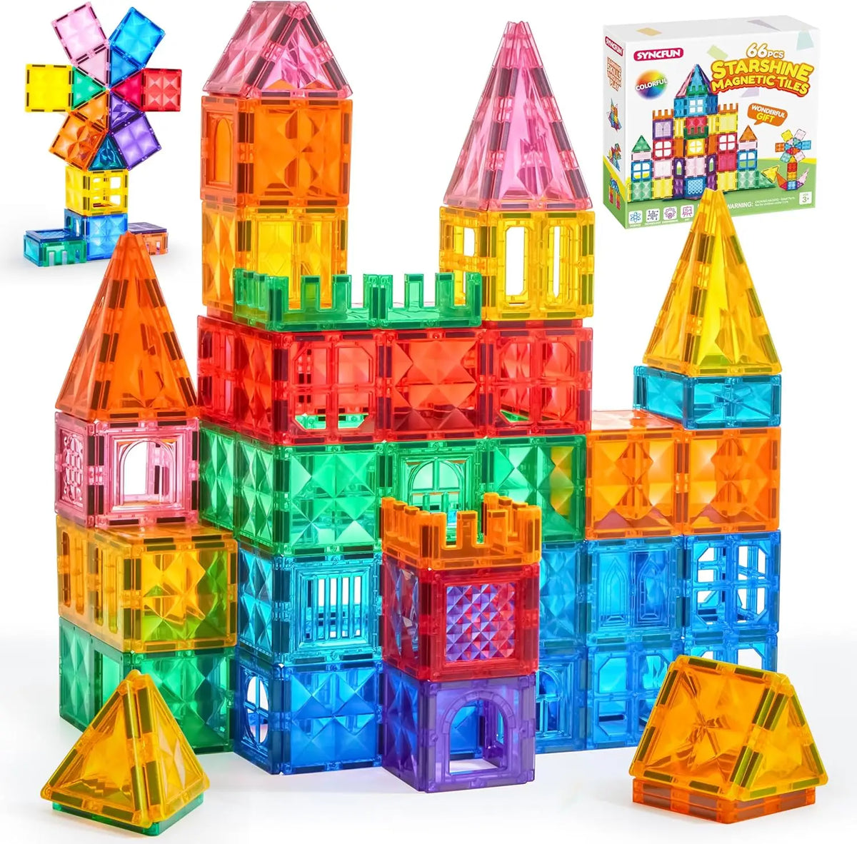 JOYFY 110/66/50 PCS Magnetic Building Tile 3D Magnet Tiles with Vehicle Construction