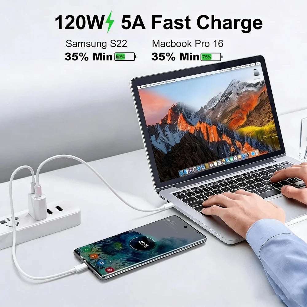 1-3PCS USB C Cable to USB C 120W Fast Charging