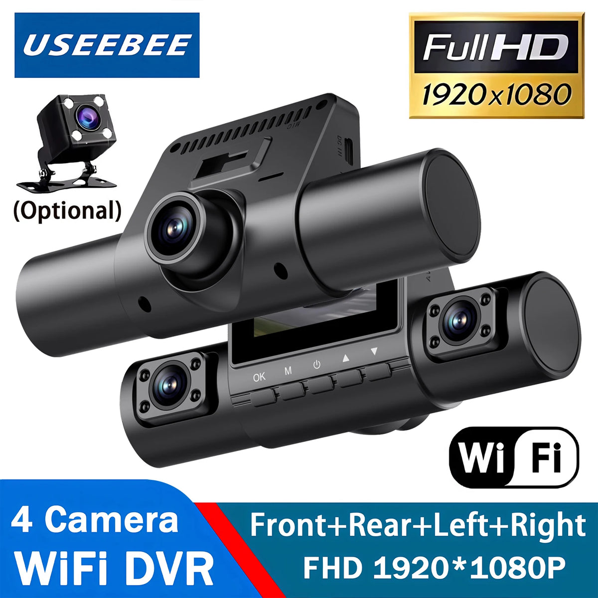 360°Auto Car Camera 1080P Video Recorder 3/4 Lens WIFI DashCam