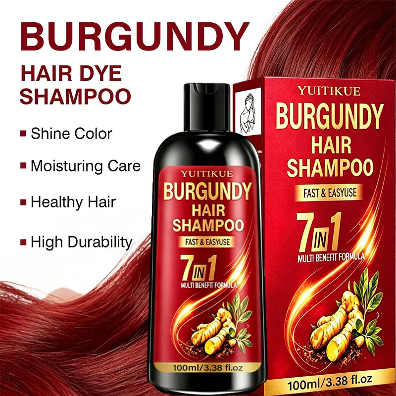 YUITIKUE Burgundy Hair Dye Shampoo 100ml 7-in-1