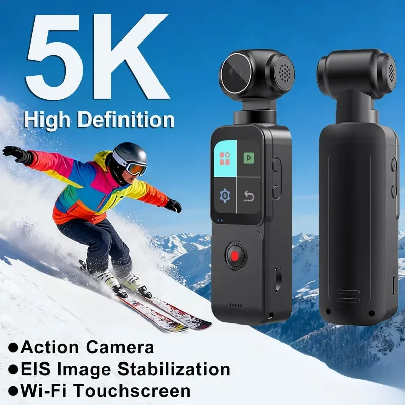 SKIG 5K Pocket Action Camera 270° Rotatable Vlog Rotation Camera for Outdoor Sport, Bike, Travel, Sports Camera Recorder