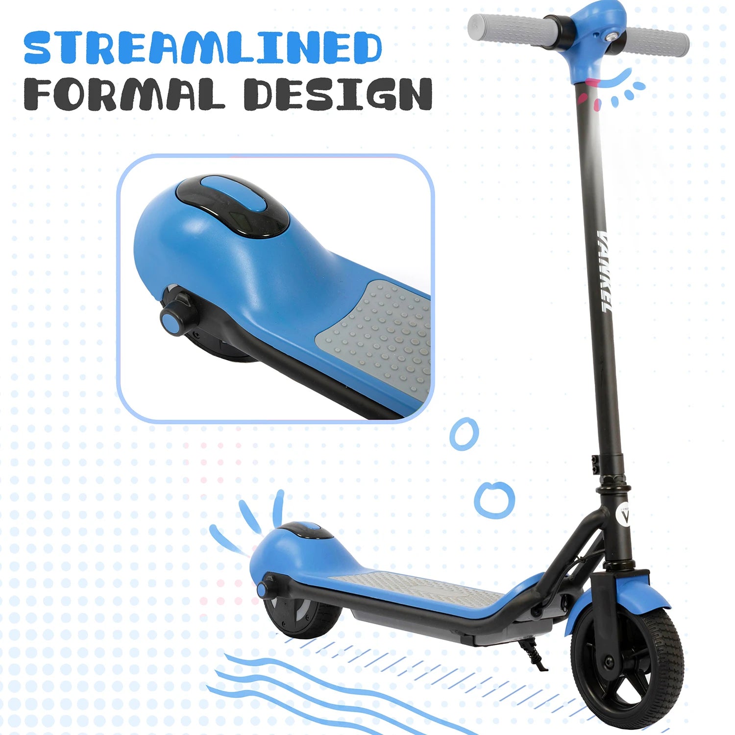 Sinaopus 6.5 Inch Kids Electric Scooter 110W Motor with Bluetooth Music Function, LED Lights, 14km/h Max Speed, Foldable E-Scooter for Kids 6+