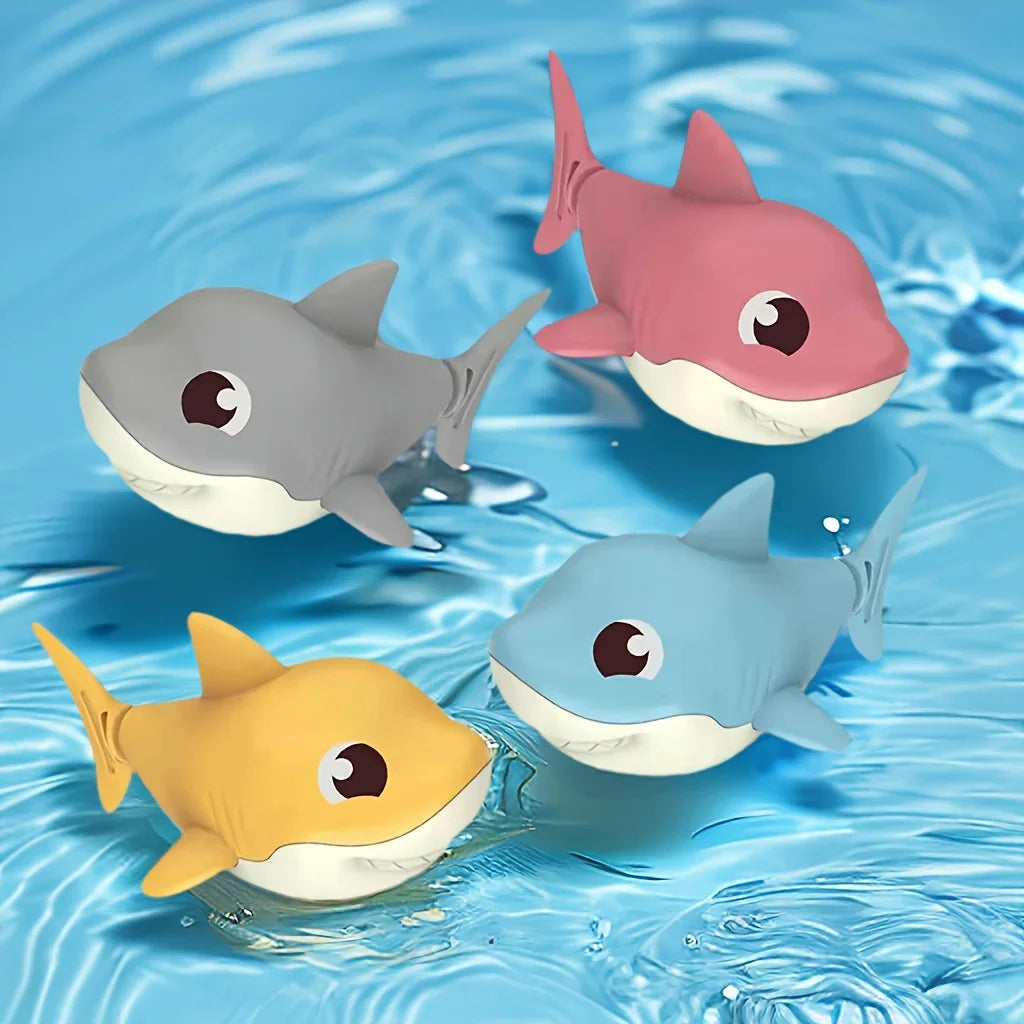 1pc Summer Hot New Cartoon Shark Baby Water Play Toy with Wind Up Chain, Outdoor Beach Toy, Shower Toy, Bath Toy