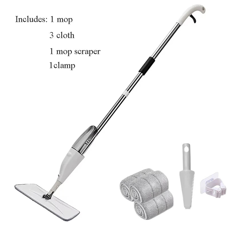 Spray Mop Rotating with Refillable Bottle Washable Microfiber Pad Wet Mops