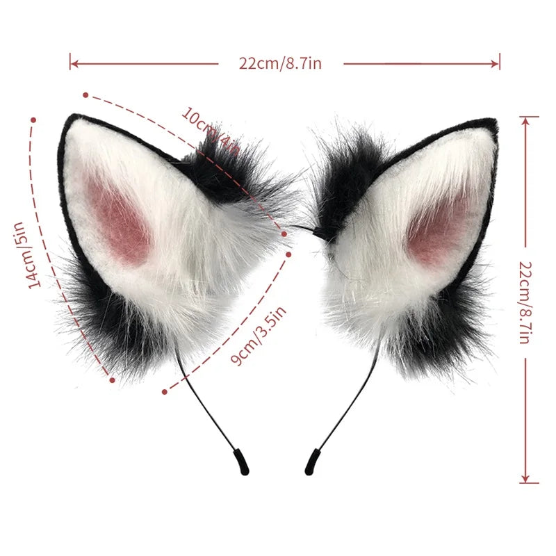 Furry Animal Cat Fox Ear Hair Hoops Adjustable Halloween