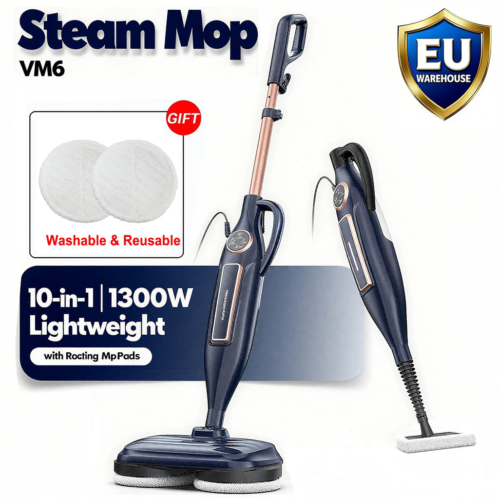 VM6 Steam Mop Cleaner 1300W Power High Temperature with Rotating Mop Pad 10 in 1
