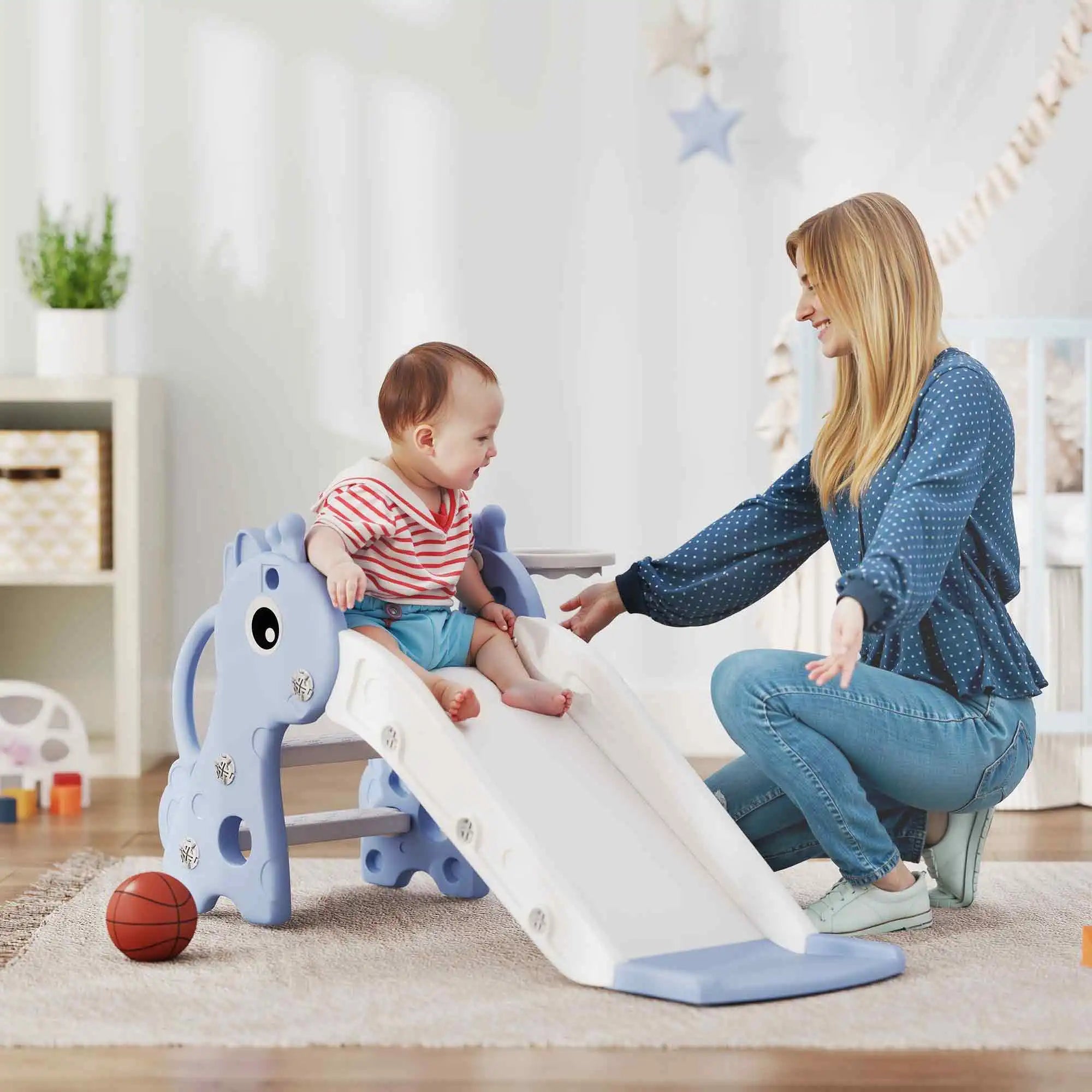Aiyaplay 3-in-1 Children's Slide for Children from 1-3 Years Old 106X51.5X52 cm Blue